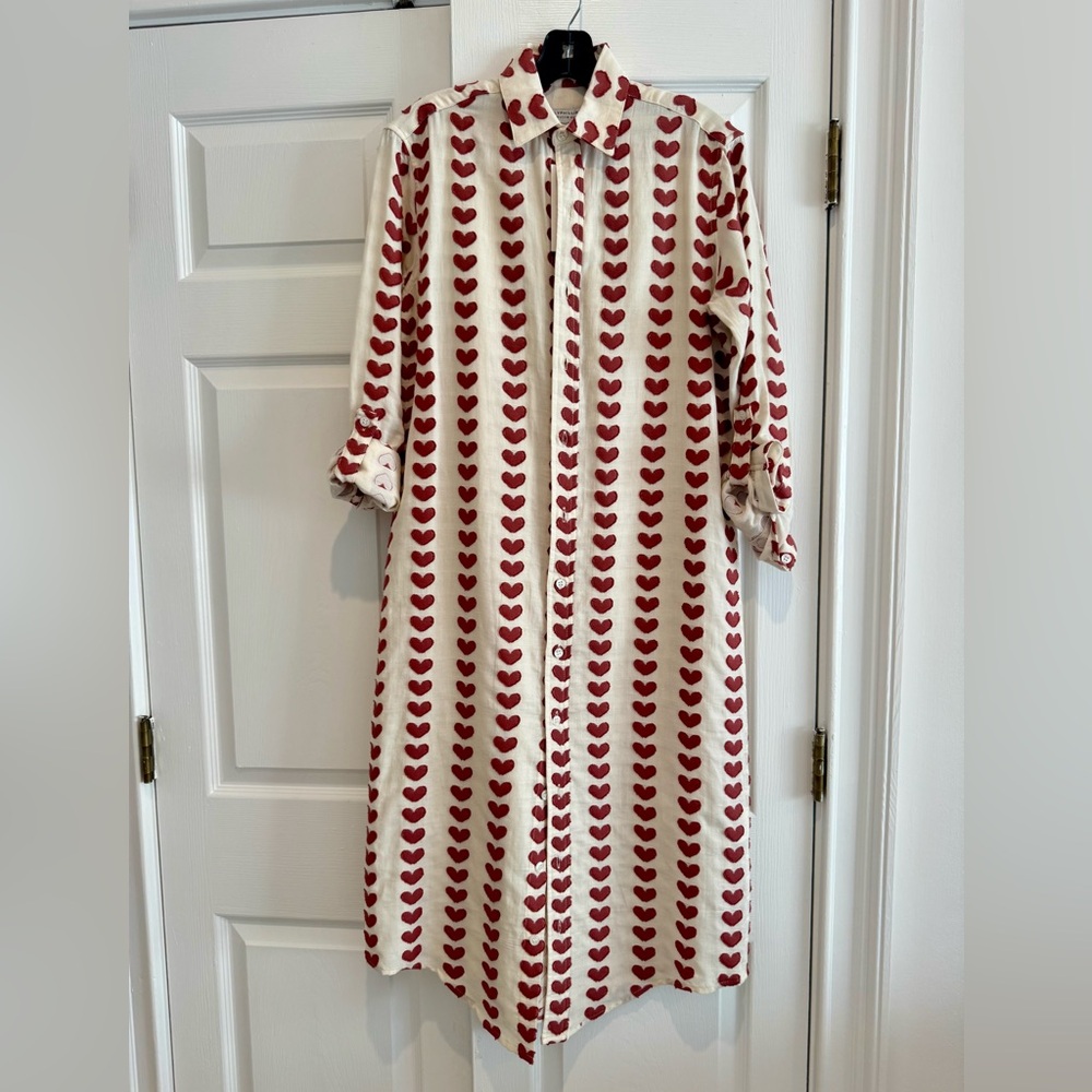 NWT Emily Phillips Girlfriend Midi Dress in Red Hearts. EP size 4 which is 6/8.